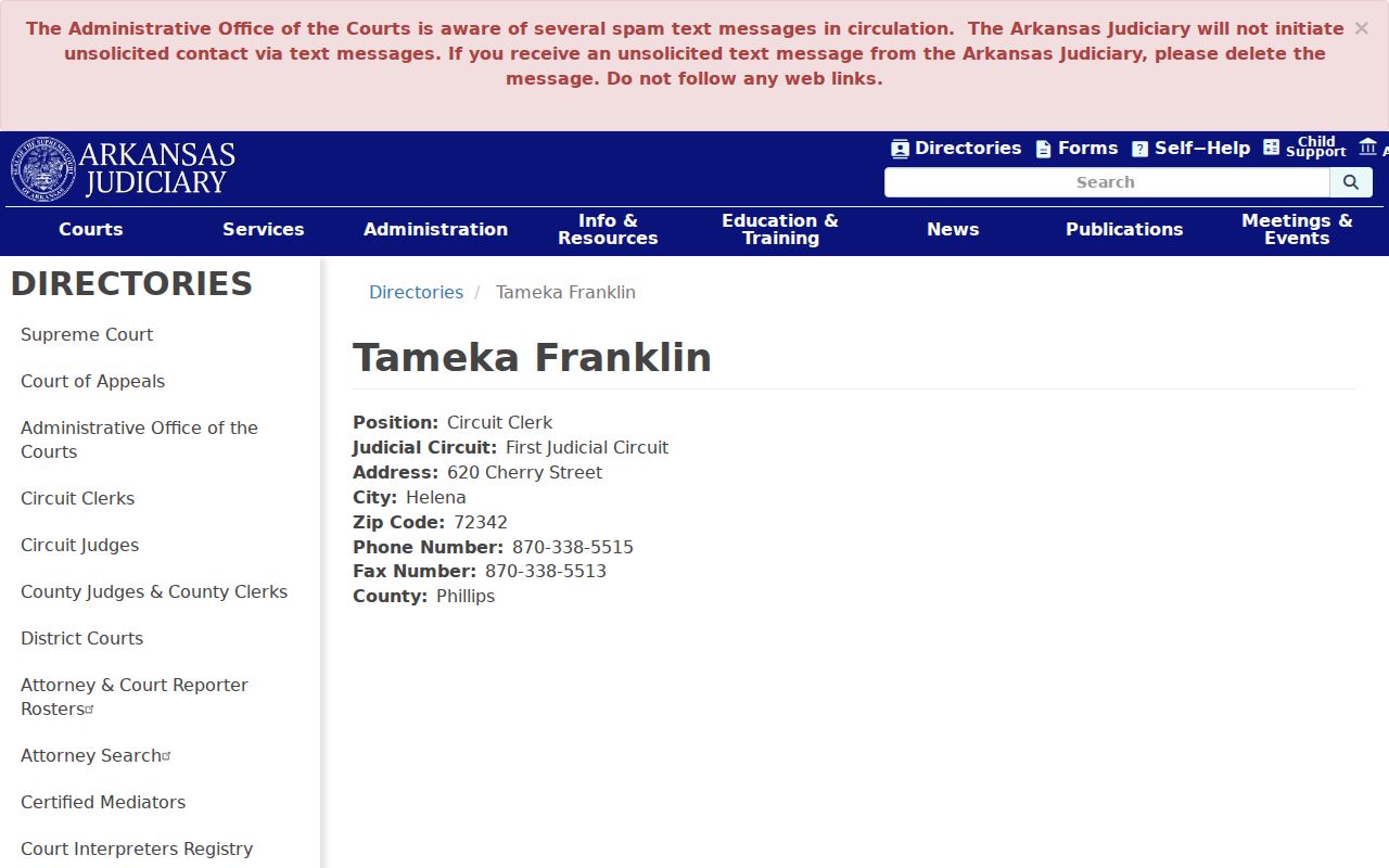 Arkansas Judiciary Phillips County Circuit Clerk court-records link and contact