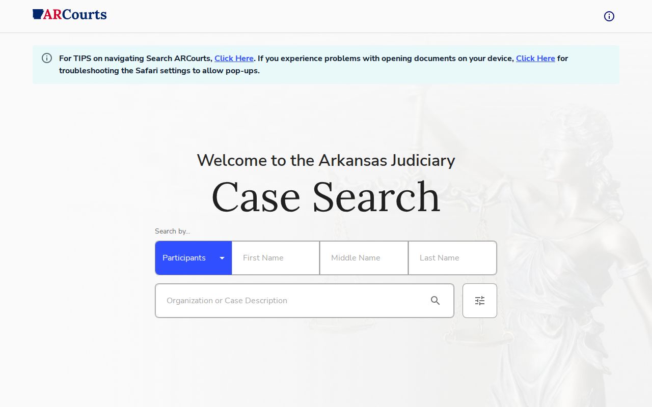 Search ARCourts participant fields